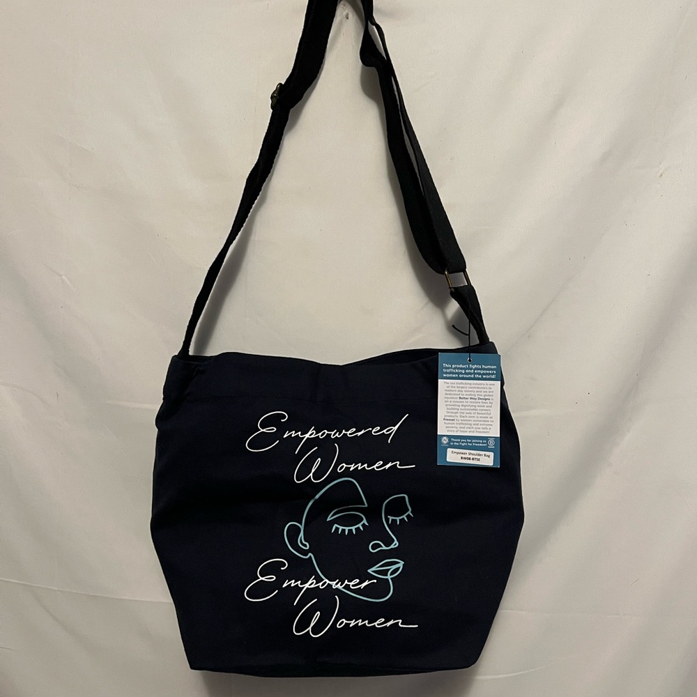 NWT Better Way Designs Empower Women Navy Canvas Shoulder Bag Tote